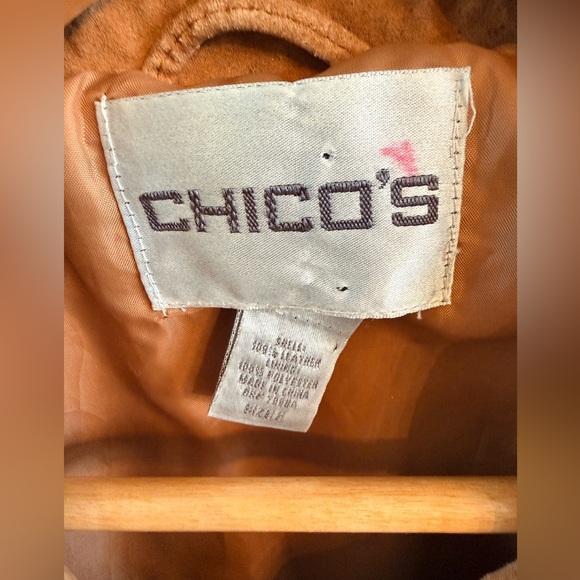 Vintage Chicos Leather Fringe Jacket Tan Size 2/Large - Picture 7 of 7